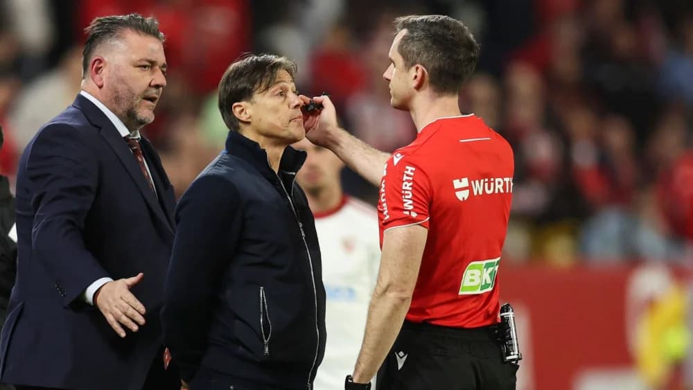 Sevilla coach Matias Almeyda hit with seven-game ban after clash with referee Sevilla coach Matias Almeyda hit with seven-game ban after clash with referee