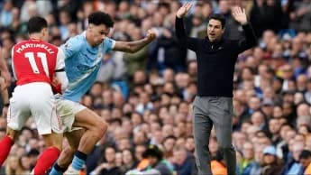 Arsenal's Mikel Arteta frustrated as Man City close gap in title race thriller